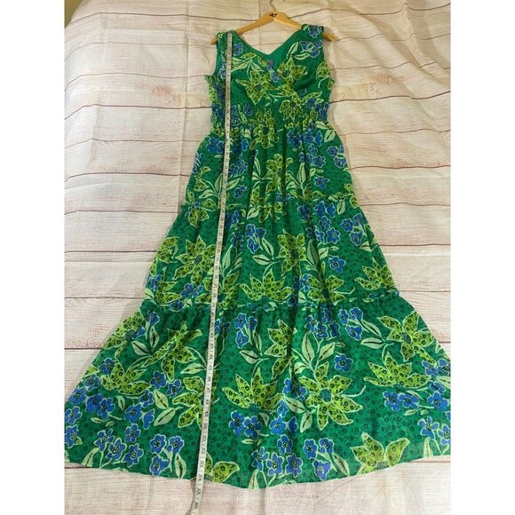 Vintage Rabbit Rabbit Rabbit Women's Green Chiffon Maxi Dress - 14 - Picture 5 of 12